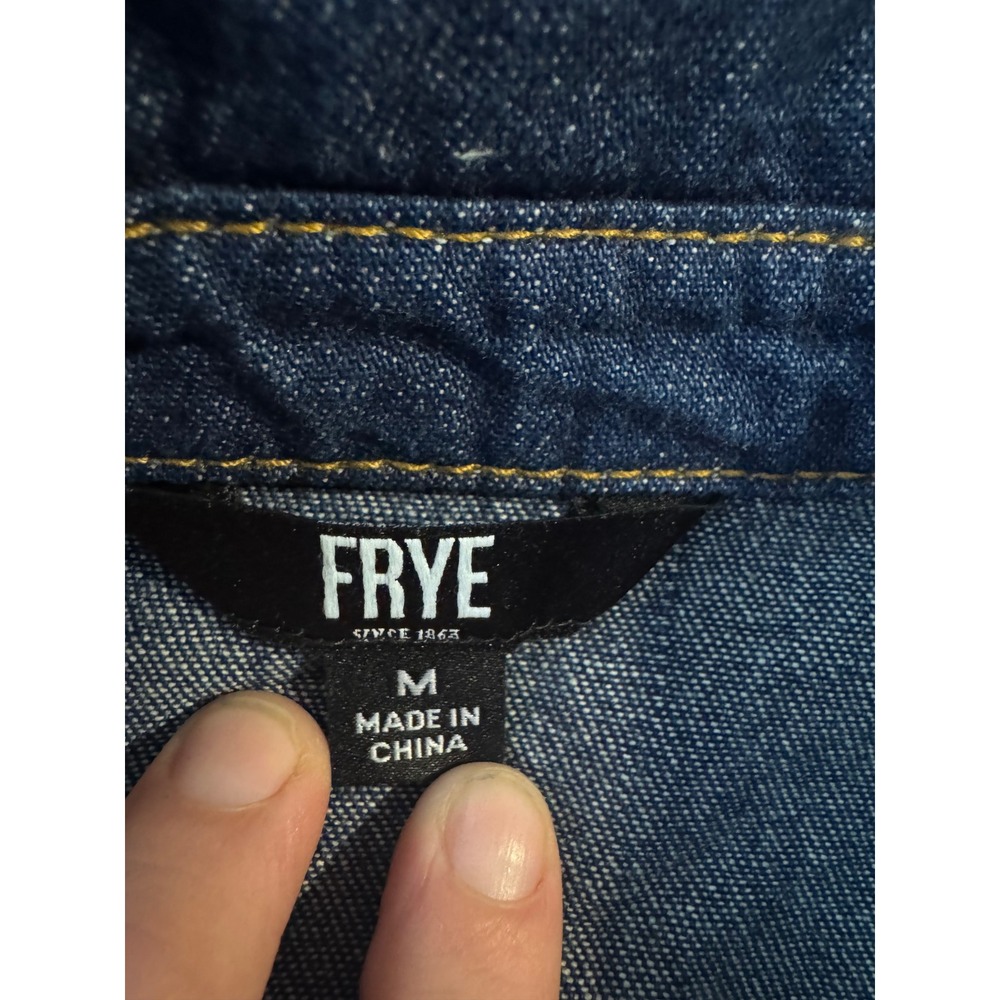 FRYE Denim Shirt Dress Button Front Long Sleeve Western Size M Boho - Picture 5 of 7